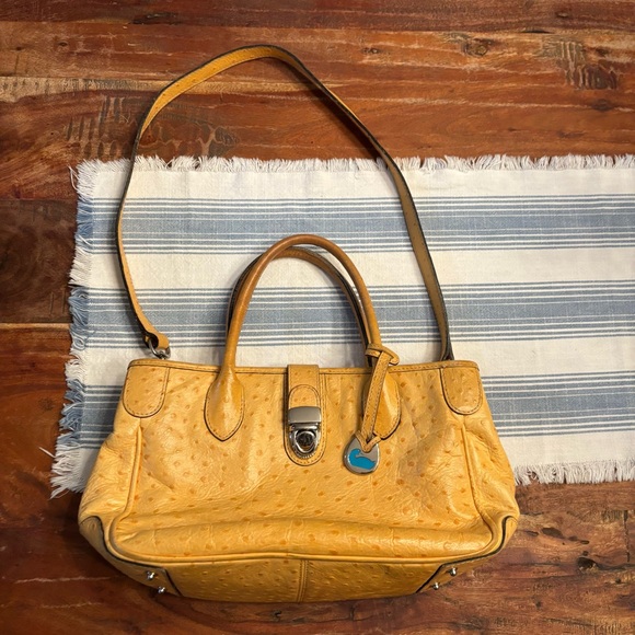 Dooney & Bourke Handbags - Dooney & Bourke‎ Caramel Brown Leather Ostrich Shoulder Crossbody Handbag